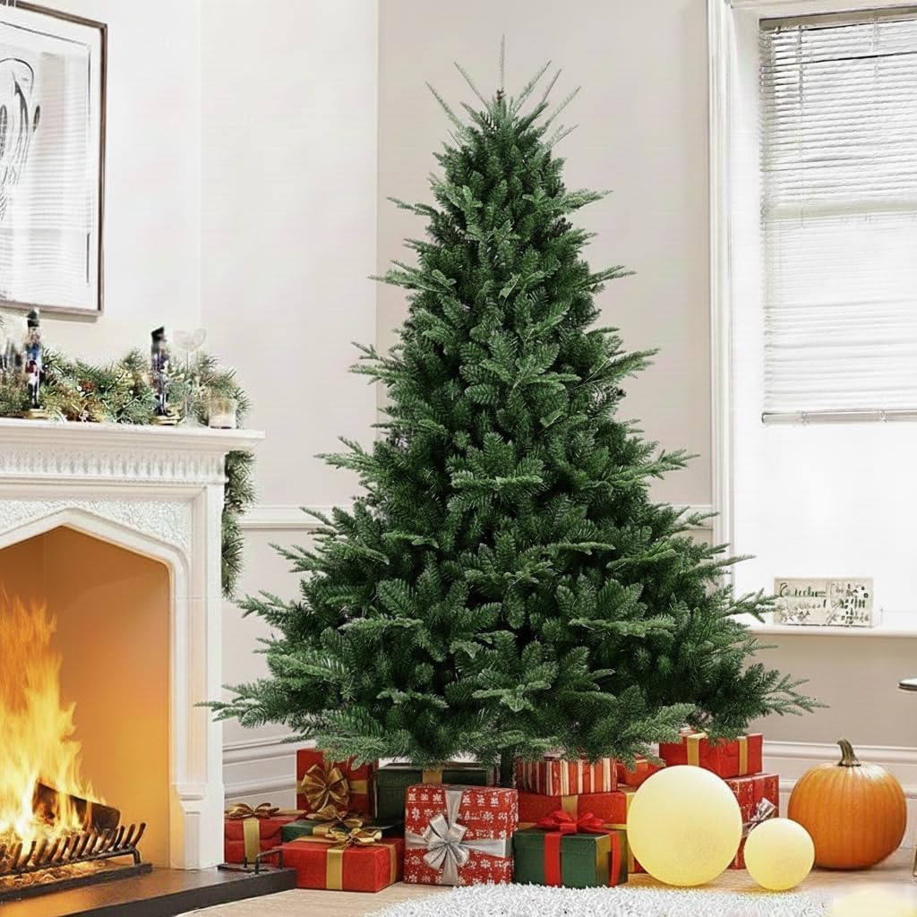 Artificial Christmas Tree, 4 to 9 ft, Premium Unlit Spruce Douglas Firs Christmas Tree, Realistic Fake