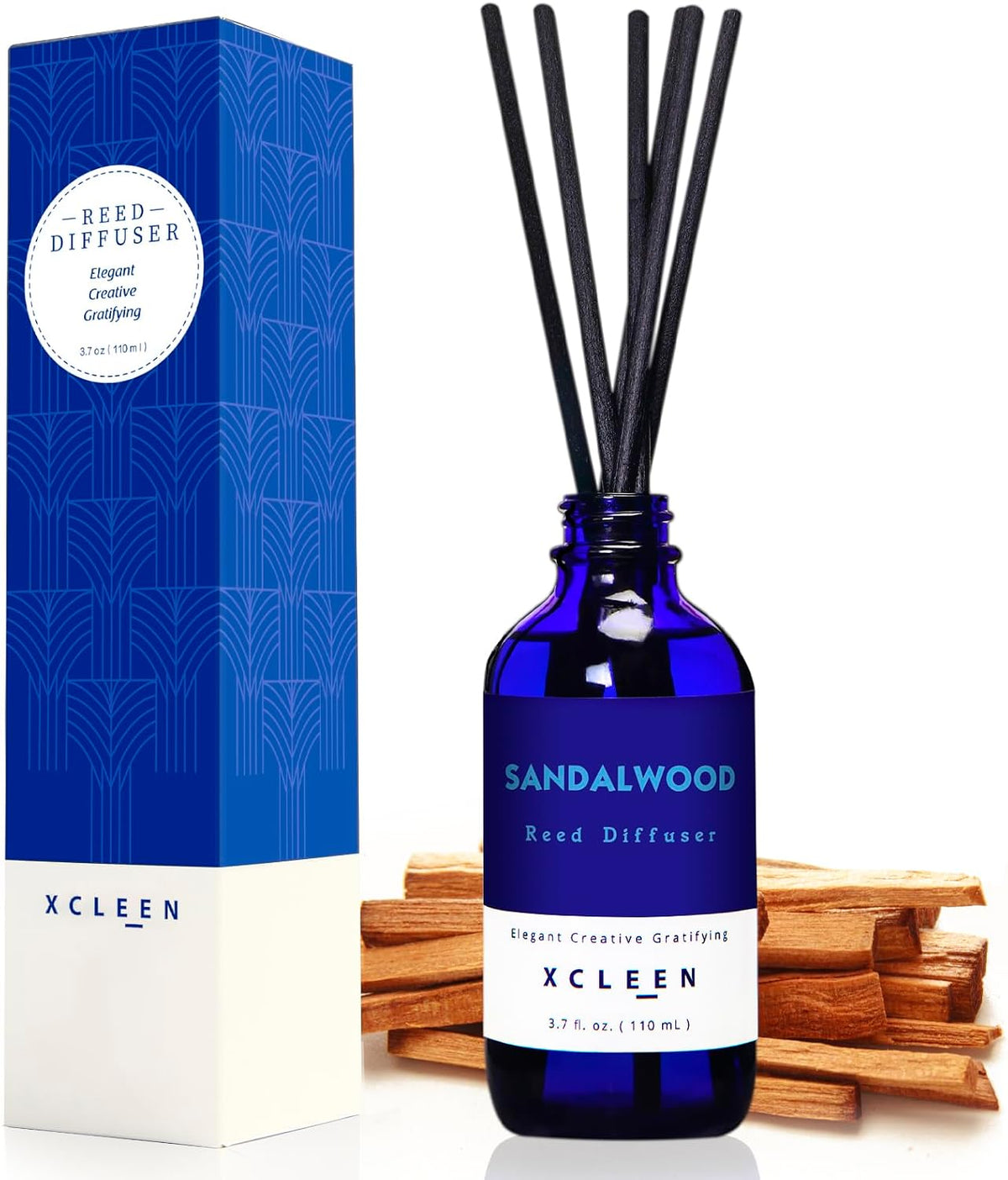 Reed Diffuser Set with Sticks, Sandalwood Scented Oil Diffuser, Room Fresheners, Home Fragrance Bedroom Office Decor - Set of 6