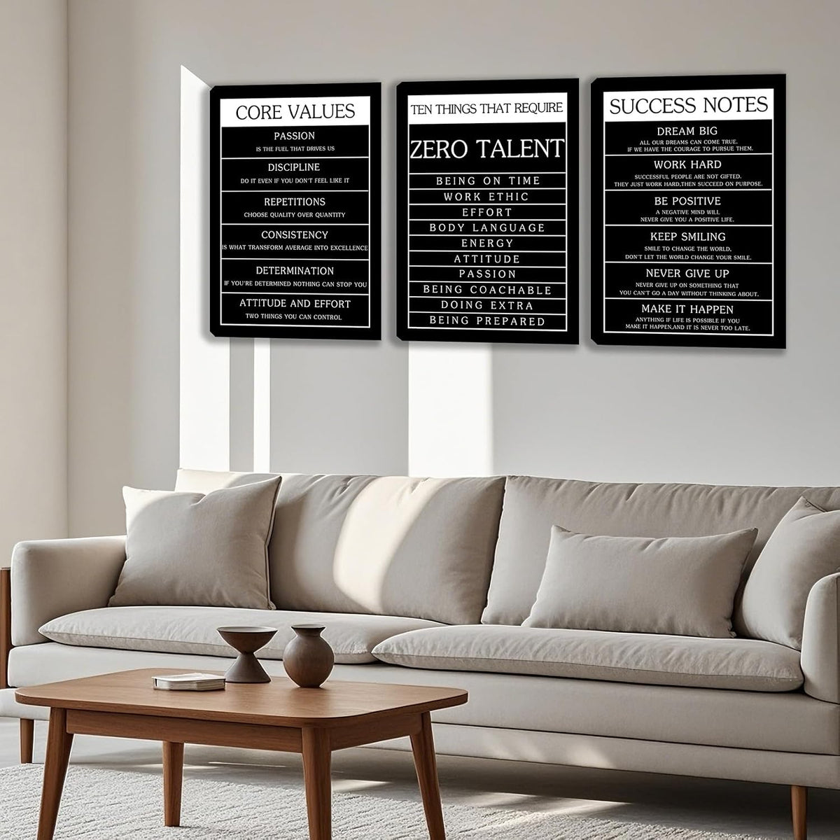 Large Canvas Quotes Wall Art Ability Motivational Attitude Inspirational Bedroom Posters Prints 3 Piece Home Decor - Set of 3