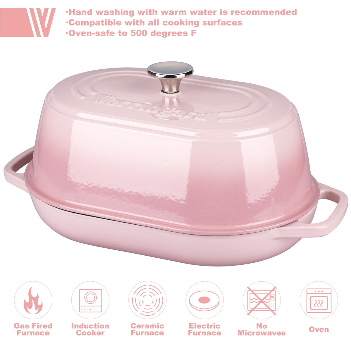 Enameled Cast Iron Dutch Oven Pot with Dome Lid, Oval Bread Oven made Sourdough Bread Baking, Oven Safe up to 500°F