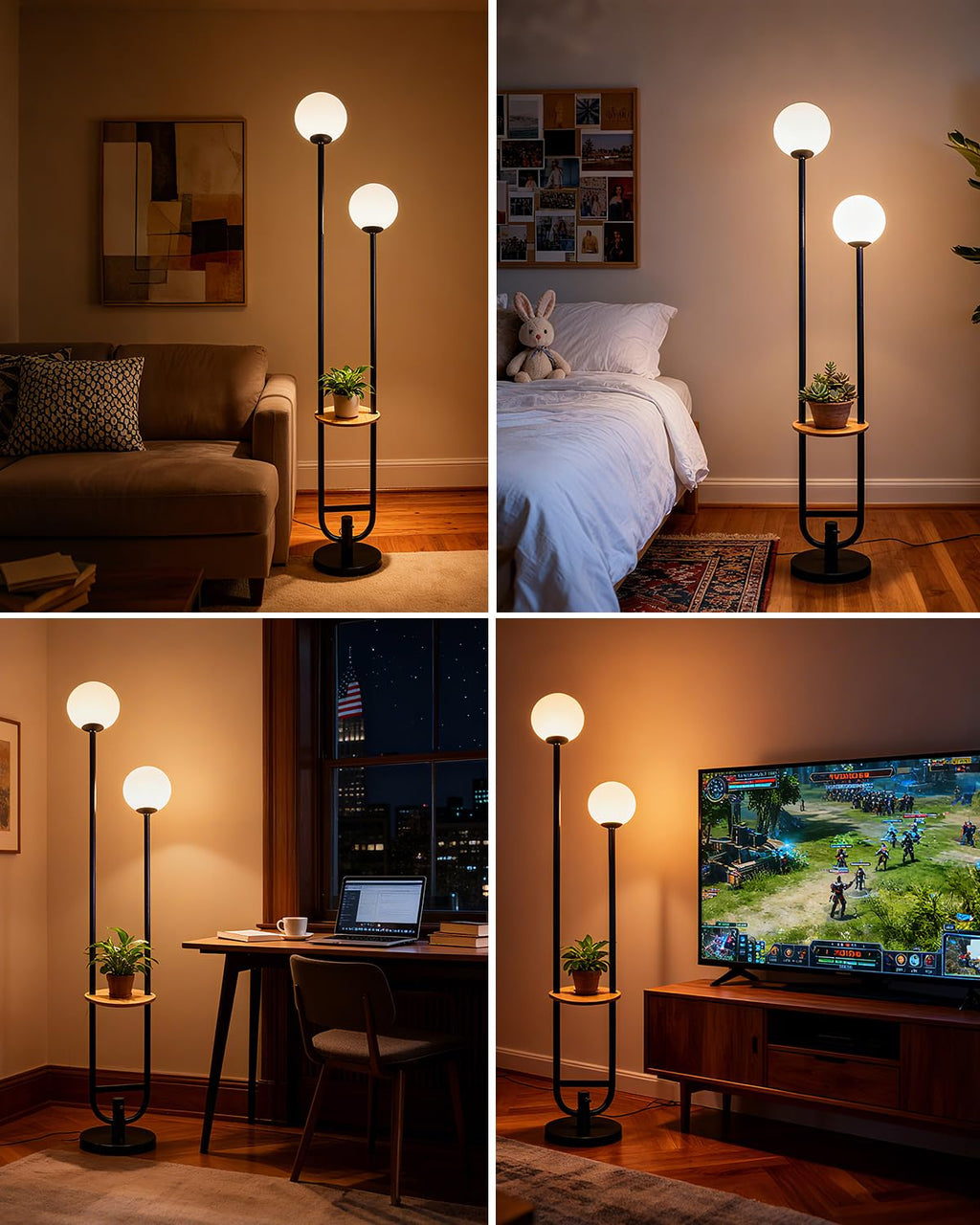 Globe Floor Lamp with Table Black Candle Holder Style Floor Lamps