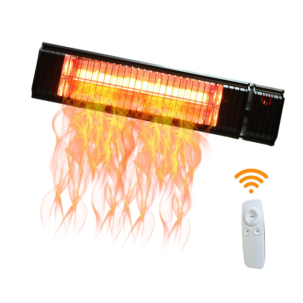 SunWave 1500 Watt Electric Infrared Patio Heater, Wall Mounted Patio Heater, Outdoor/Indoor Infrared Heater With 5
