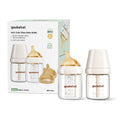 Natural Glass Baby Bottle for Breastfeeding Babies, Newborn Anti-Colic Bottle Set with Large Flow Nipple (L), 0-3