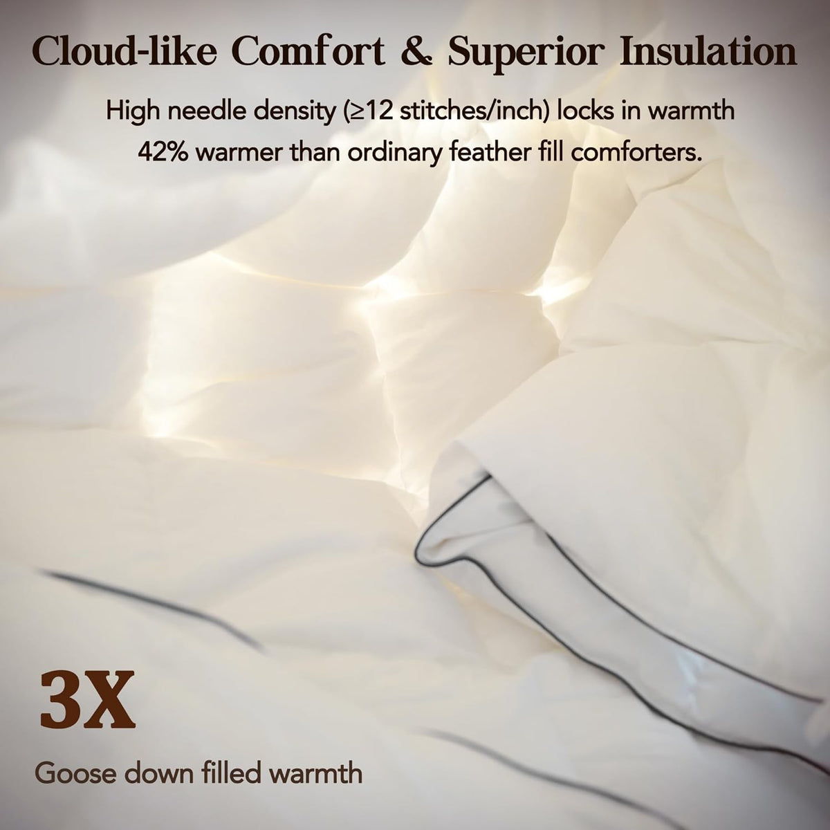 Lightweight Feather Down Fiber Comforter, Extra Fluffy White Duvet Insert,Ultra-Soft