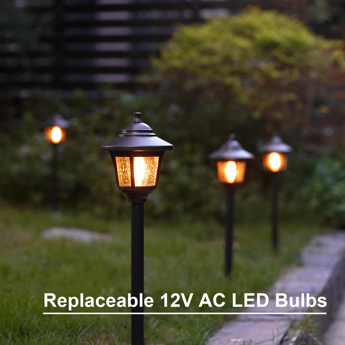 8 Pack 12V Low Voltage Landscape Path Lights, Replaceable Bulbs