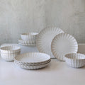 Ceramica Kea 12 Piece Stoneware Dinnerware Set for 4, Reactive Glaze Plates and Bowls Set, Modern Neutral Tone