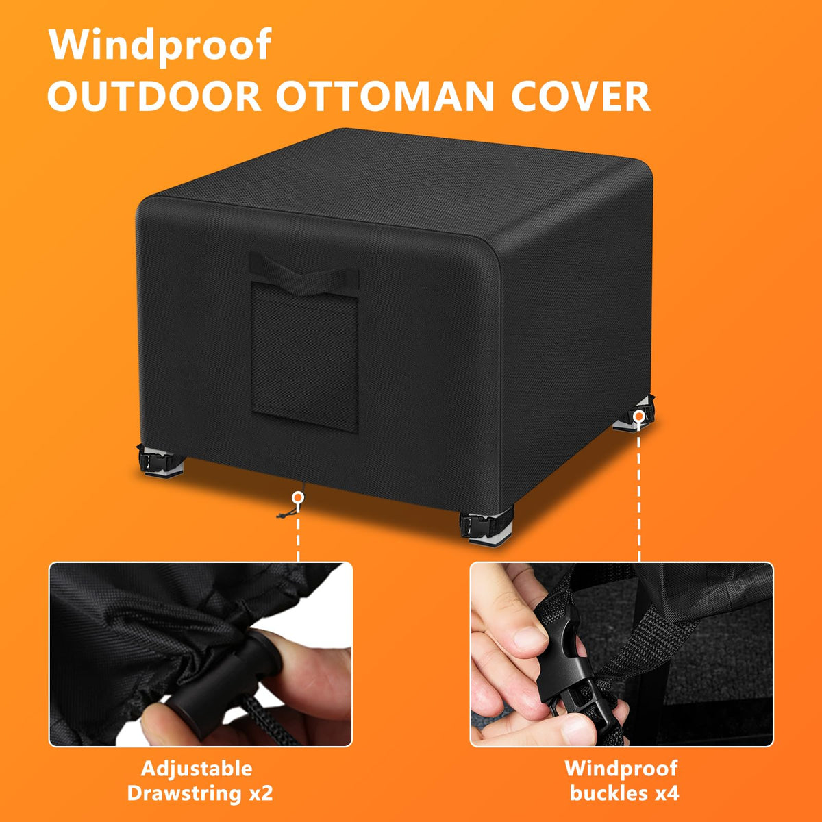 2Pcs-22 L x 22" W x 18" H Outdoor Patio Ottoman Cover