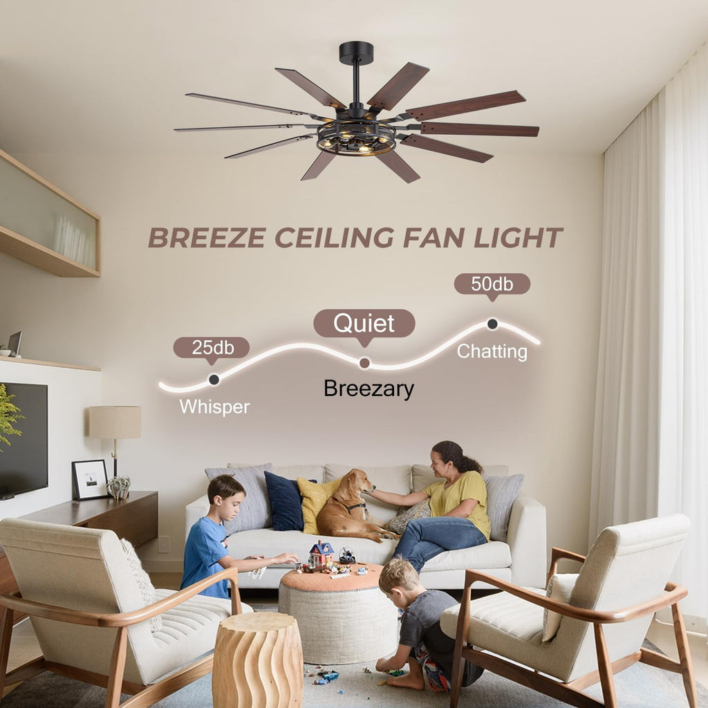 60" Caged Ceiling Fan with Light & Remote