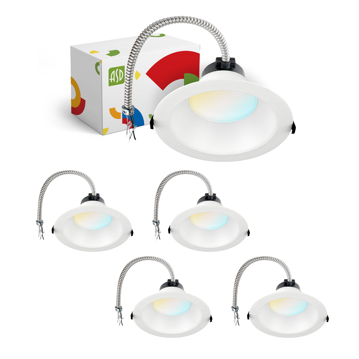 4 Pack 8 Inch 35W High Output Commercial Canless LED Downlight