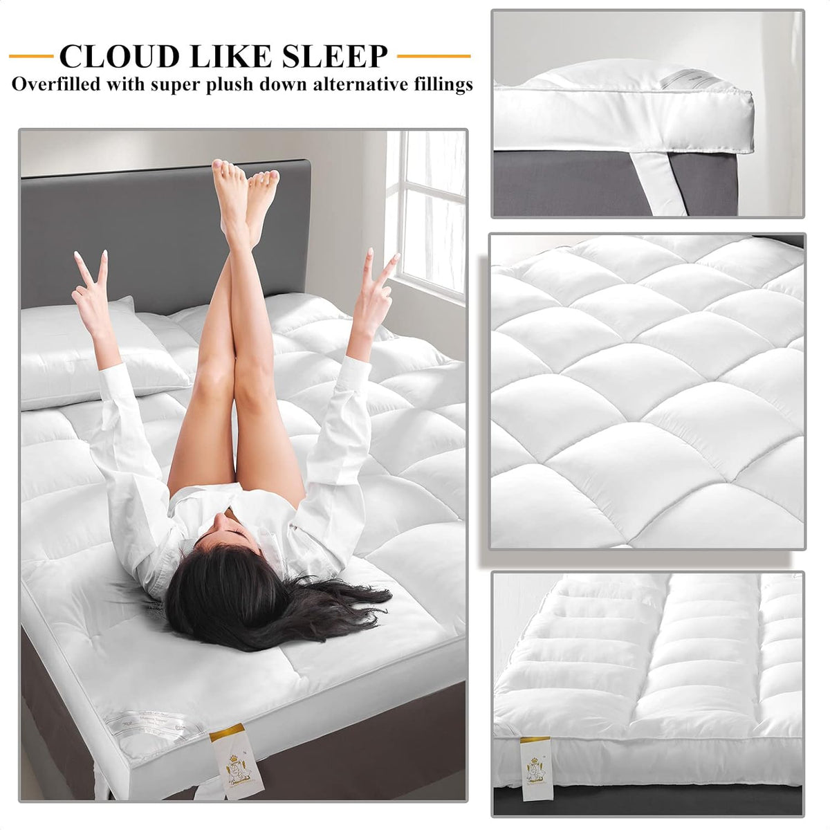 1400 GSM King Mattress Topper, Extra Thick Cooling Pillow Top Plush Pad | Breathable, Washable, Ultra soft, Hot