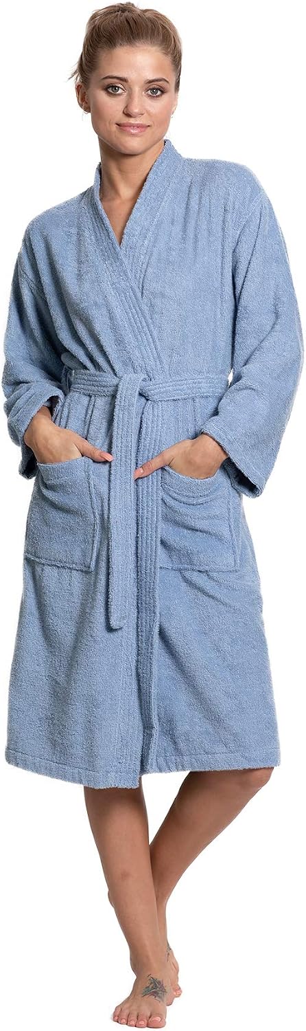 Soft & Absorbent Towel Robe, 100% Cotton Turkish Terry Cloth Kimono Bathrobes for Women