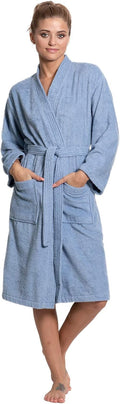 Soft & Absorbent Towel Robe, 100% Cotton Turkish Terry Cloth Kimono Bathrobes for Women