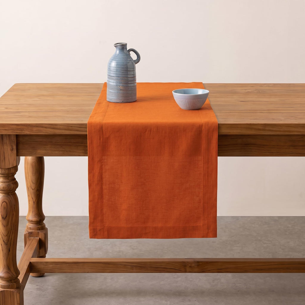 100% Linen Table Runner 144 Inch Long, Cinnamon 14 x 144 in