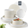 Stoneware Dinnerware Sets for 4,12Pcs Plates and Bowls Set