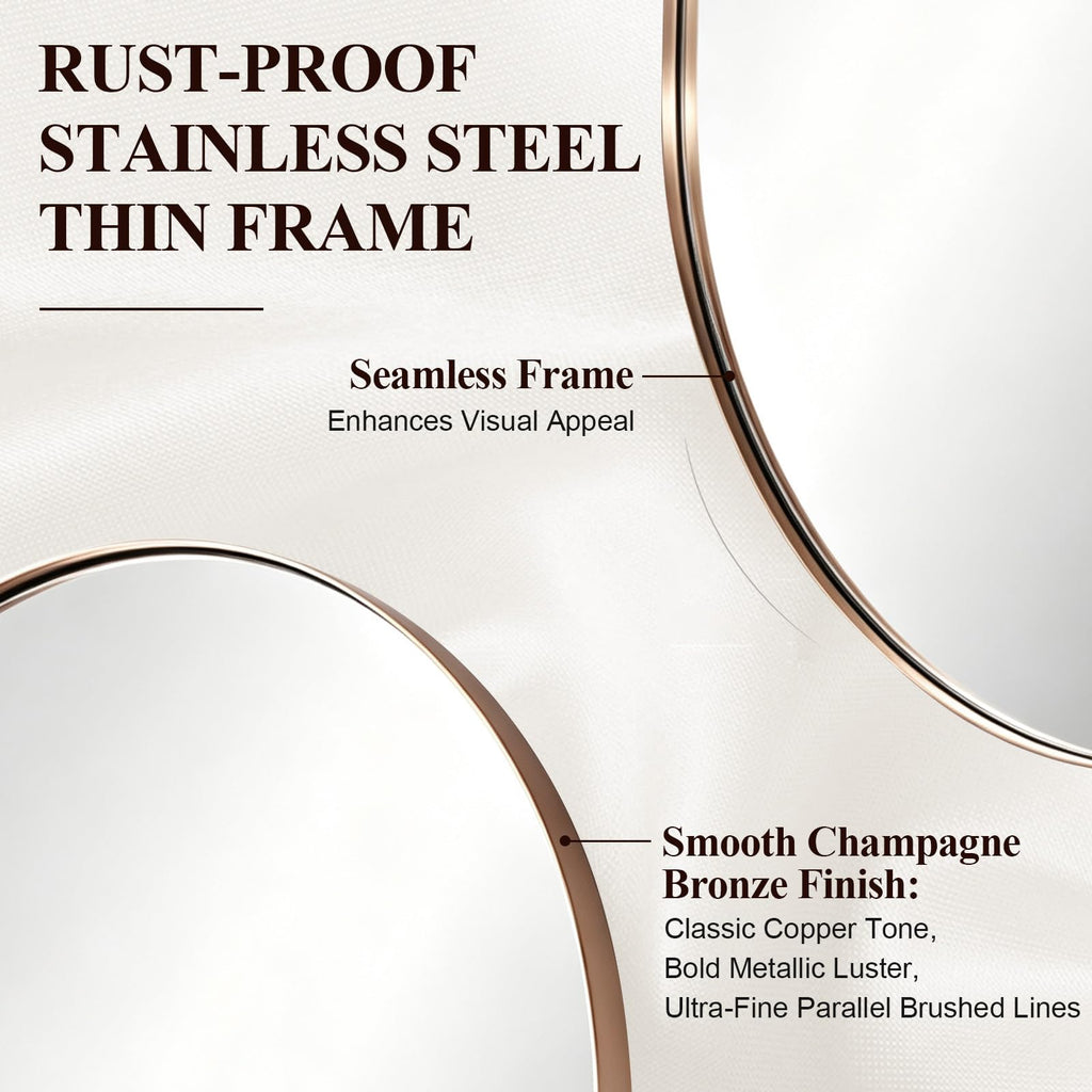 Contemporary 24x40 Champagne Bronze Oval Mirrors