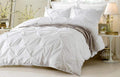 Star Linen Pinch Pleated/Pintuck Egyptian Cotton 600 TC Decorative 3-Piece Duvet Cover Set Button Closer with Corner