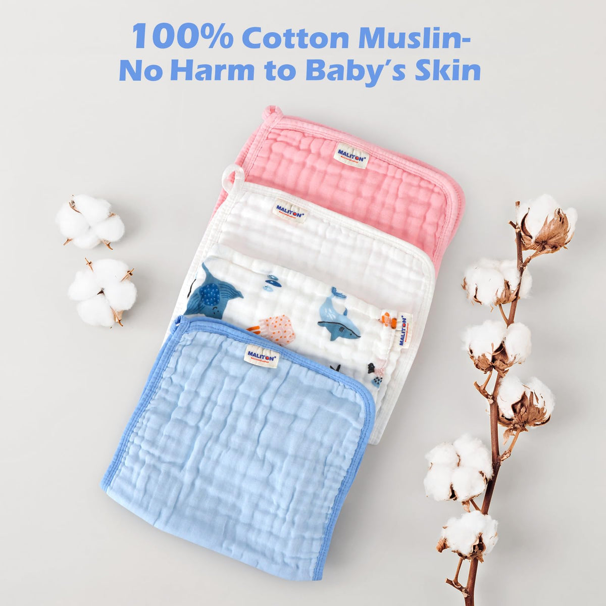 Muslin Baby Burp Cloths 6 Pack Large 20''x10'' 100% Cotton Burp Rags Absorbent and Soft 6 Layers Muslin Cloth Baby