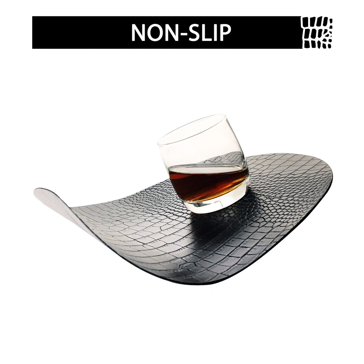 Round Leather Placemats for Round Tables Set of 4, Black Place Mats and Coasters, Washable Easy to Care for Indoor