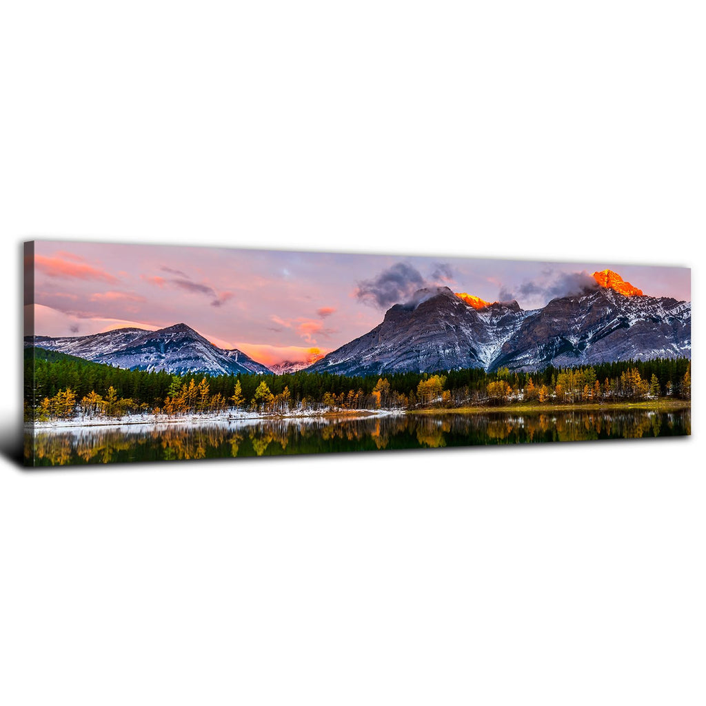 Sunset Landscape Canvas Wall Art Wall Decor Snow Mountain Forest River Nature National Park Scenery Picture Prints