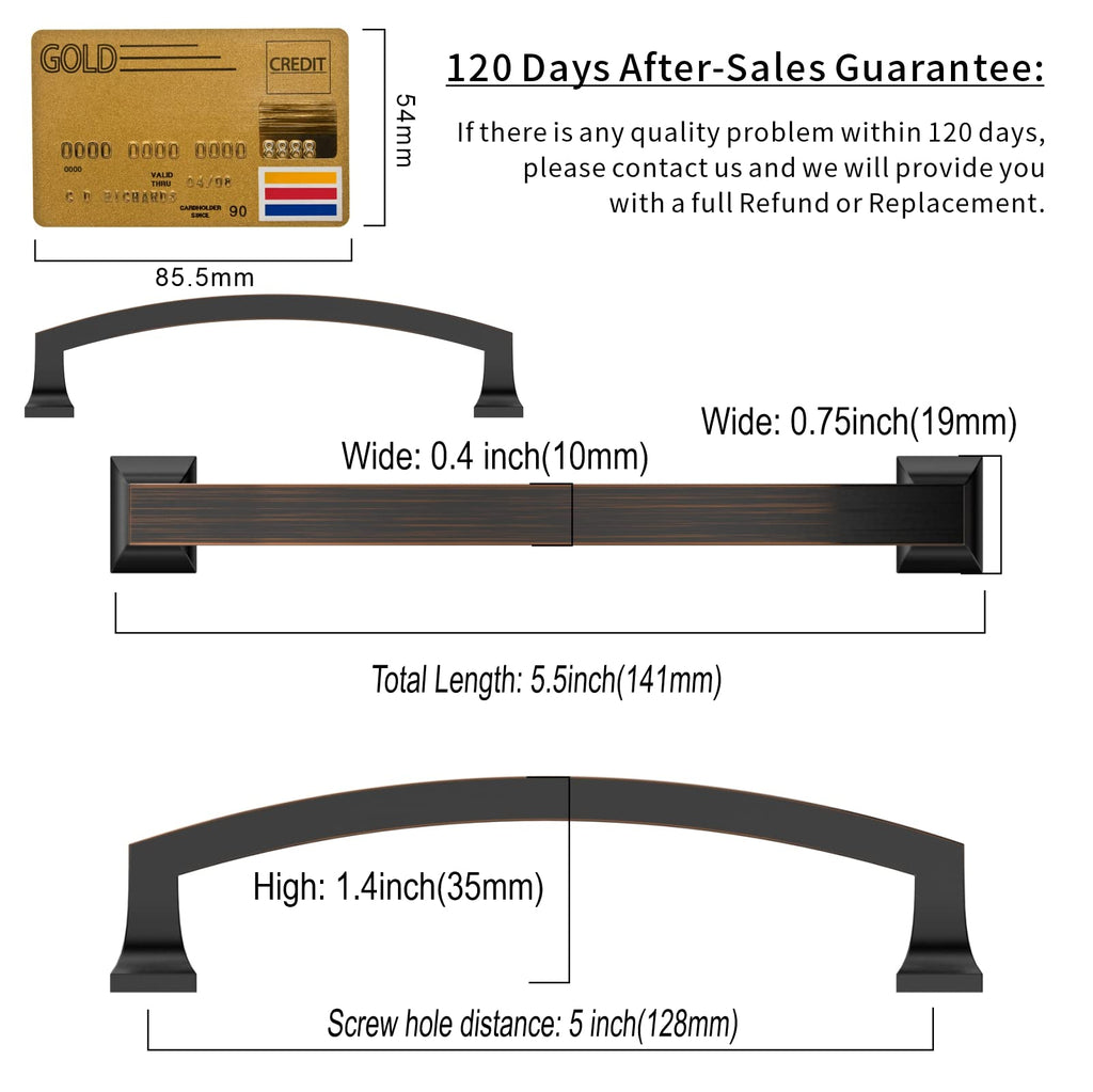 20 Pack Oil Rubbed Bronze 5 Inch(128mm) Hole Centers Kitchen Cabinet Pulls Cabinet Hardware Kitchen Handles for