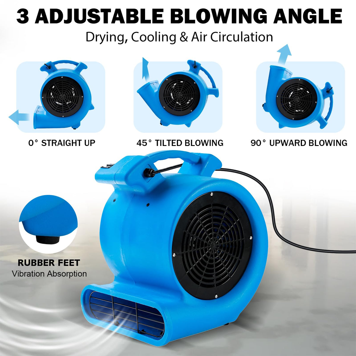2200 CFM 1/2 HP Commercial Air Mover Floor Drying Fan