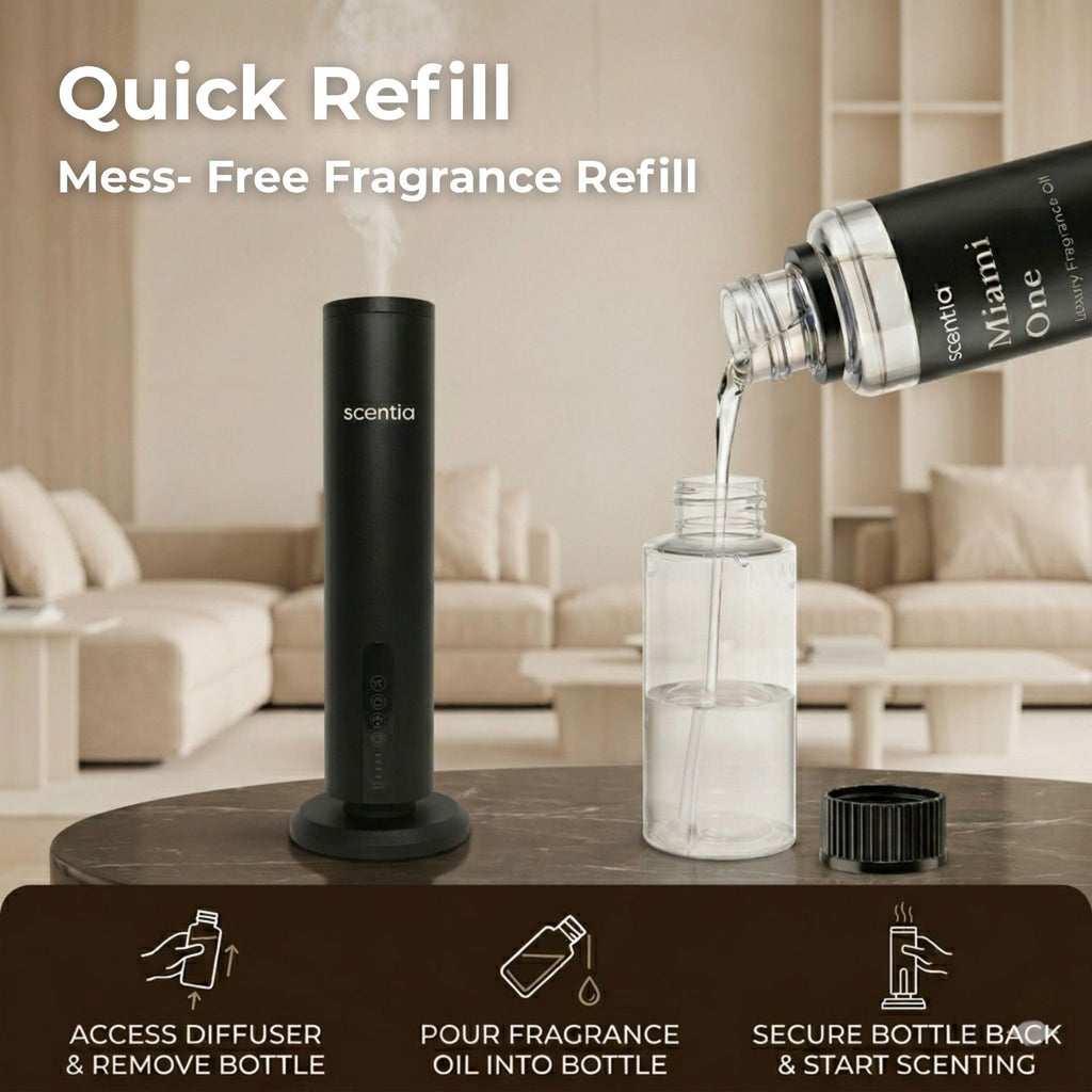 Wireless Waterless Scent Diffuser, App Control, 1500 Sq. Ft Black