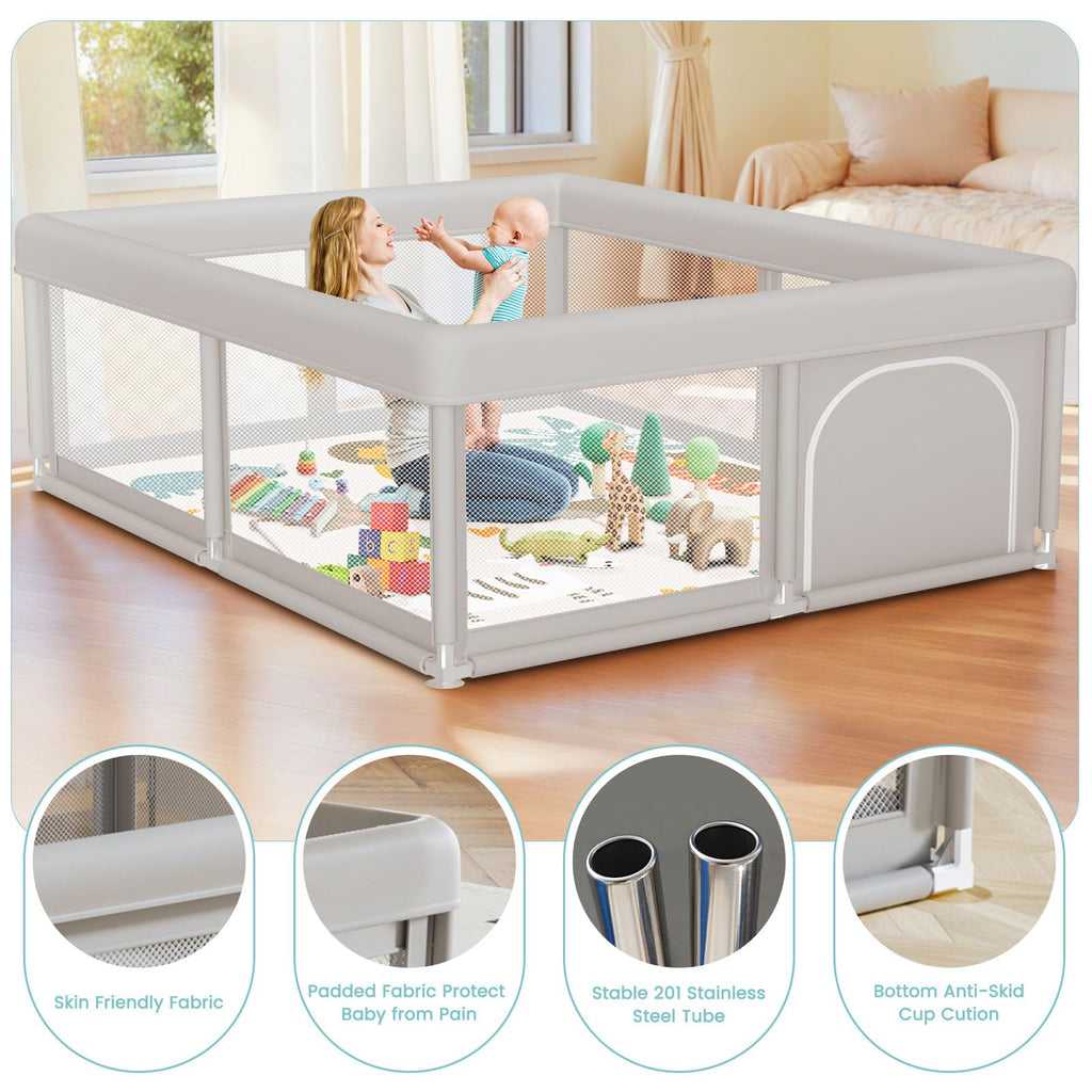 Baby Playpen with Mat and Ocean Balls 50 x 50 inch
