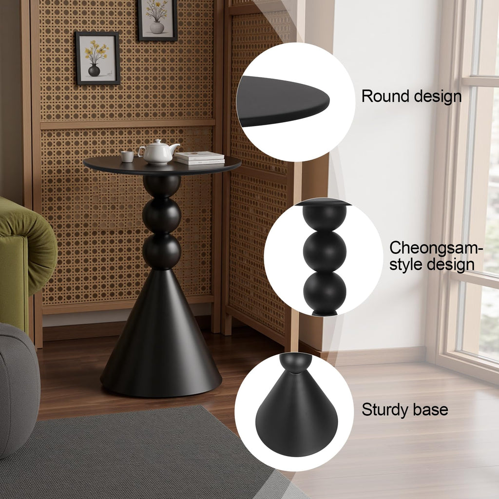 Inspired Saarinen Style Metal Round Martini Table, Vintage Drum Side, Modern Nightstand Accent Pedestal Tables Coffee Tables for Small Space