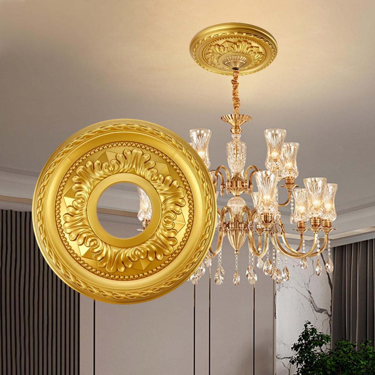 Ceiling Medallions for Fans, 12.2" Small Ceiling Medallion