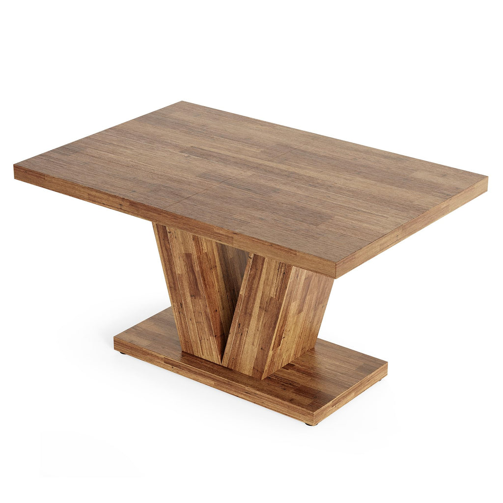 Inspired Saarinen Style 47 Inches Dining Table for 4, Modern Dining Room Tables, Brown Rectangle Kitchen Table with V-Shaped Pedestal, Wooden