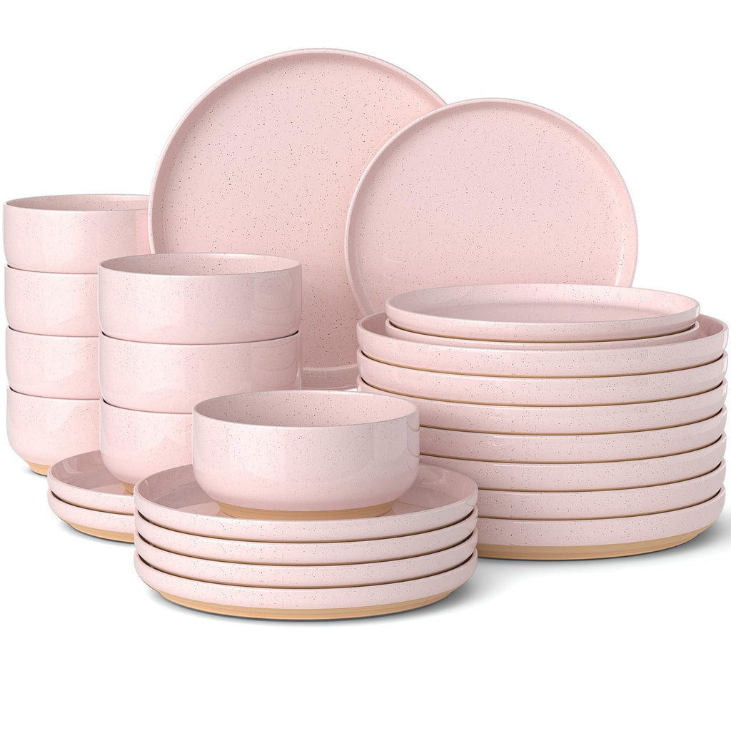 24-Piece Stoneware Dinnerware Set for 8, Plates and Bowls Set