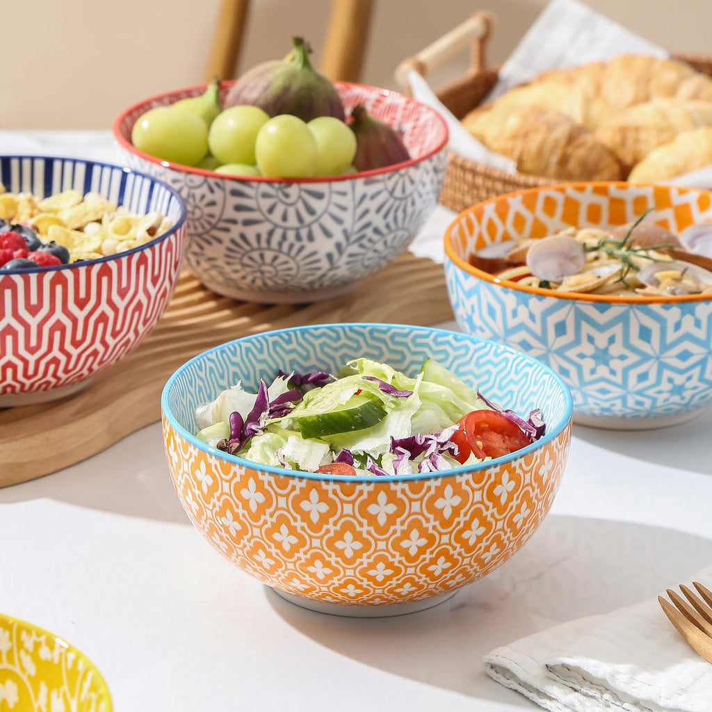 Ceramic Dinnerware Sets for 6, 18 Pieces Plates and Bowls Set, Scratch Resistant Dishes Set, Dishwasher&Microwave