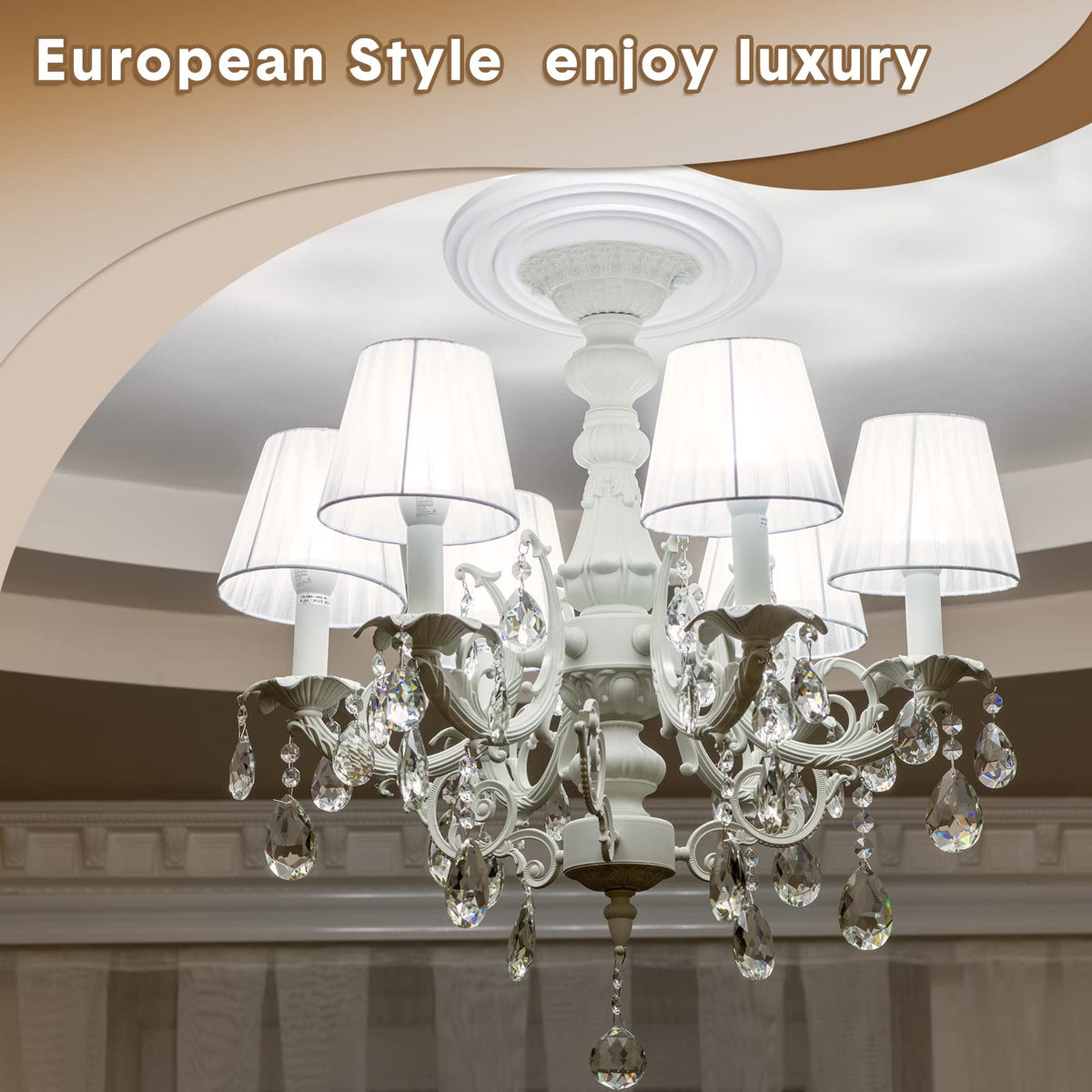 2 Pcs Ceiling Medallion for Light Fixtures Chandeliers, White