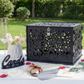 Black Wedding Card Boxes for Reception, PVC Gift Card Box for Wedding Decor