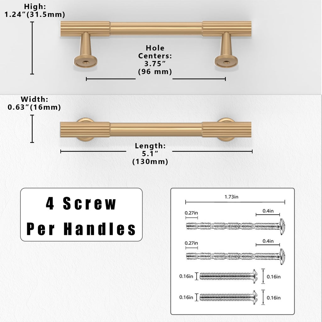 10 Pack Champagne Bronze Cabinet Pulls 3.75 Inch(96mm) Kitchen Cabinet Handles Solid Zinc Alloy Cabinet Hardware
