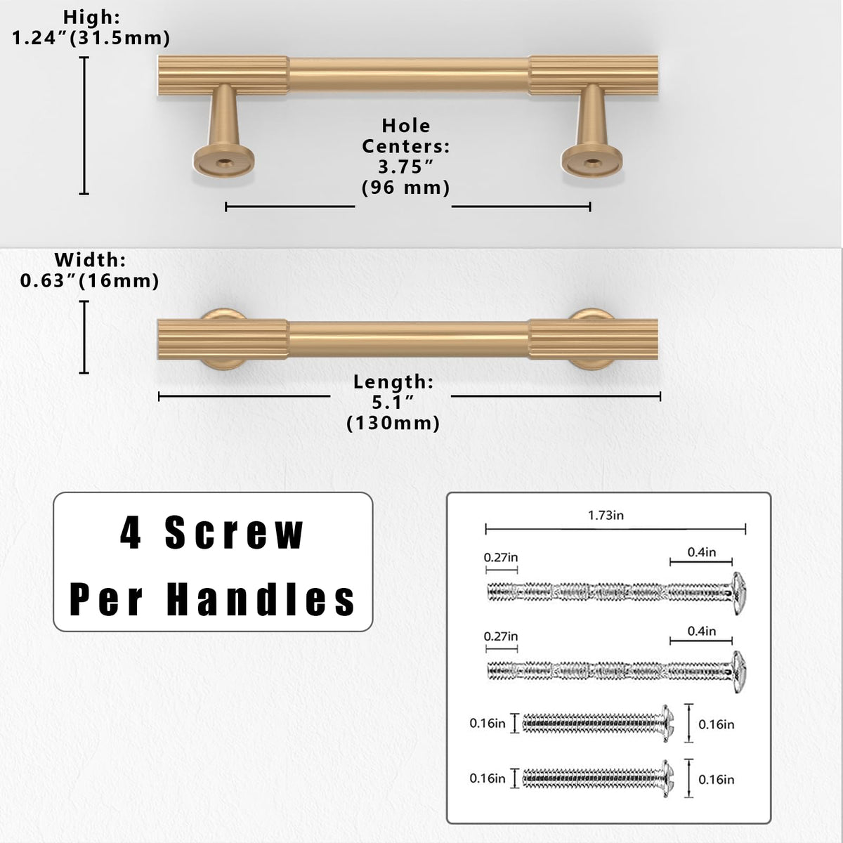 10 Pack Champagne Bronze Cabinet Pulls 3.75 Inch(96mm) Kitchen Cabinet Handles Solid Zinc Alloy Cabinet Hardware