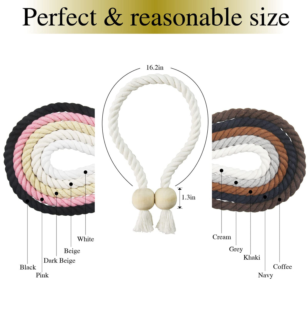 Magnetic Curtain Tiebacks Holdback Cotton Rope Tie Backs for Drapes