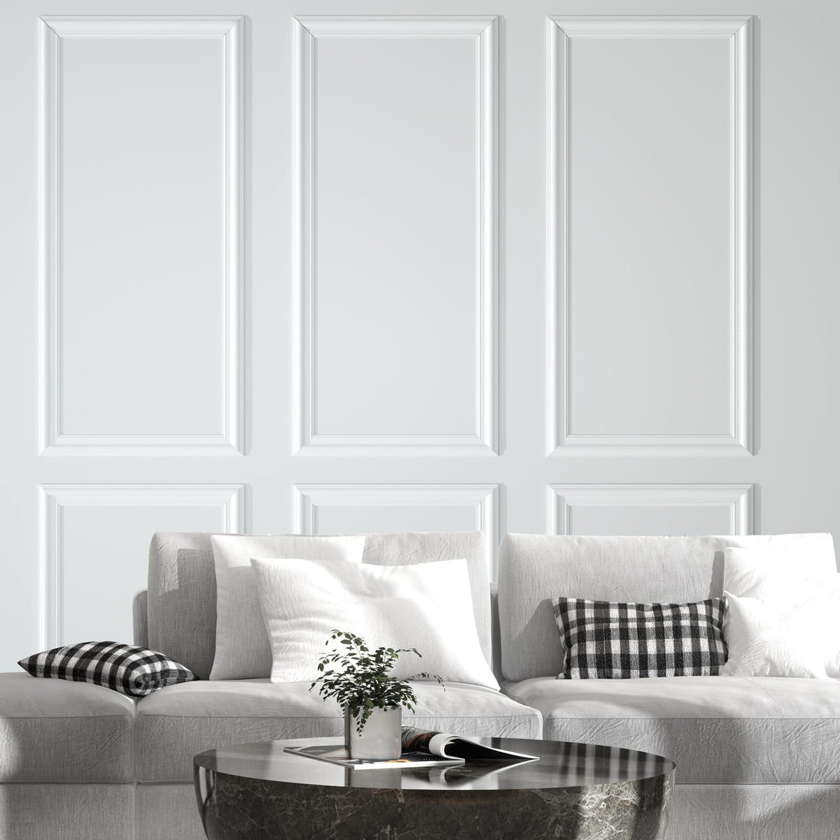 Peel and Stick Wall Molding Kit 6-Frame Pre-Made, Ready-to-Assemble Wall Moulding Panel Frame, Self-Adhesive