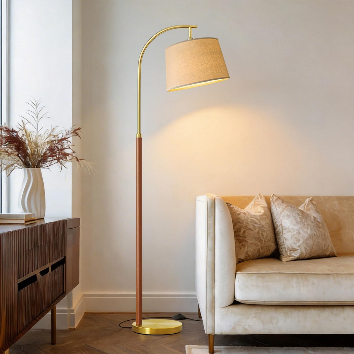 Real Wood Floor Lamps Bedroom 62.5" Mid Century Modern Lamp