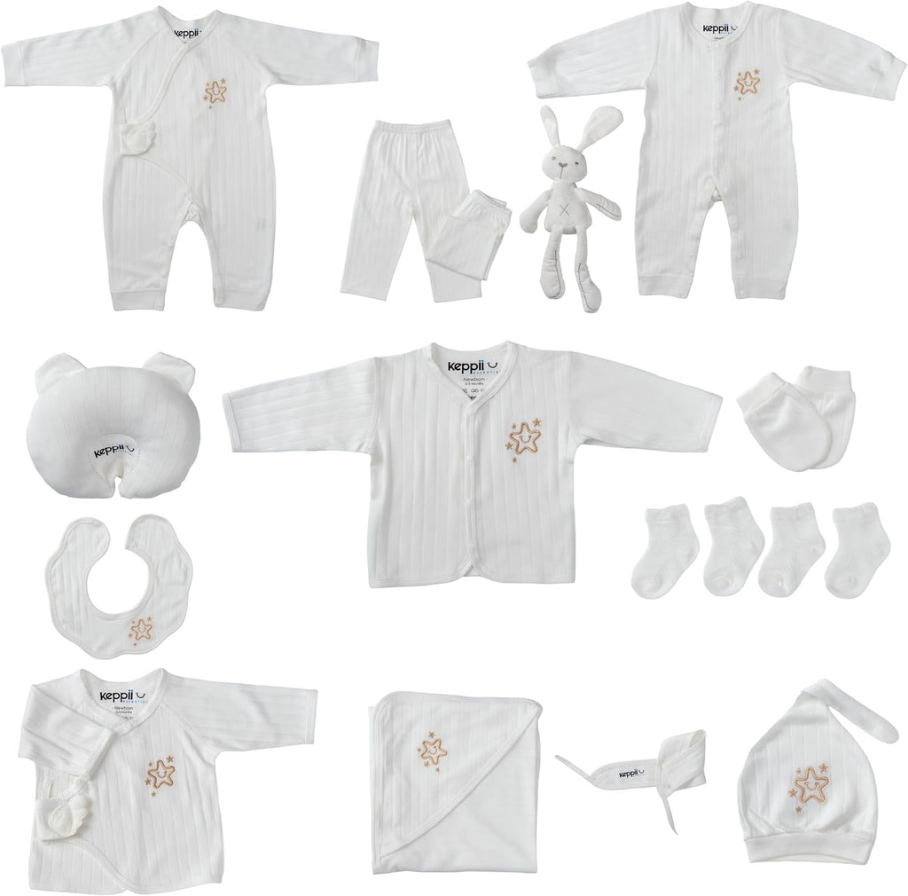 TM Piece Newborn Layette Gift Set - Premium Clothing & Accessories | Luxury Gift Box | Unisex