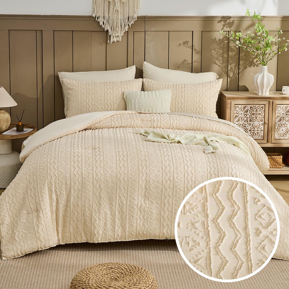 Bohemia Bdding Tufted Embroidery 7 Pieces Boho Comforter Set Boho Bedding Bohemia Comforter Set Queen for Four Seasons