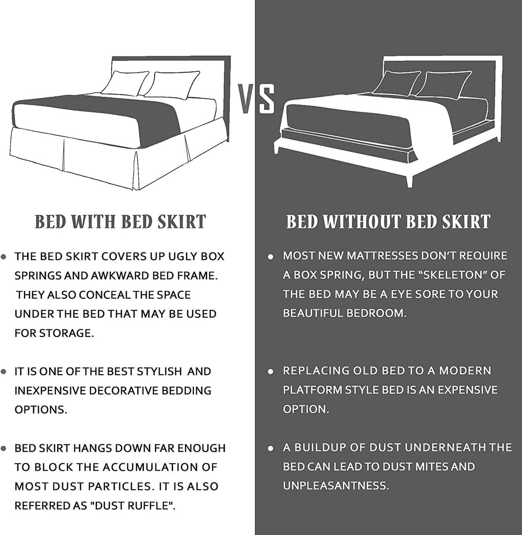 Beddings Split Corner Bed Skirt 16 Inch Drop 100% Natural Cotton Wrinkle and Fade Resistant