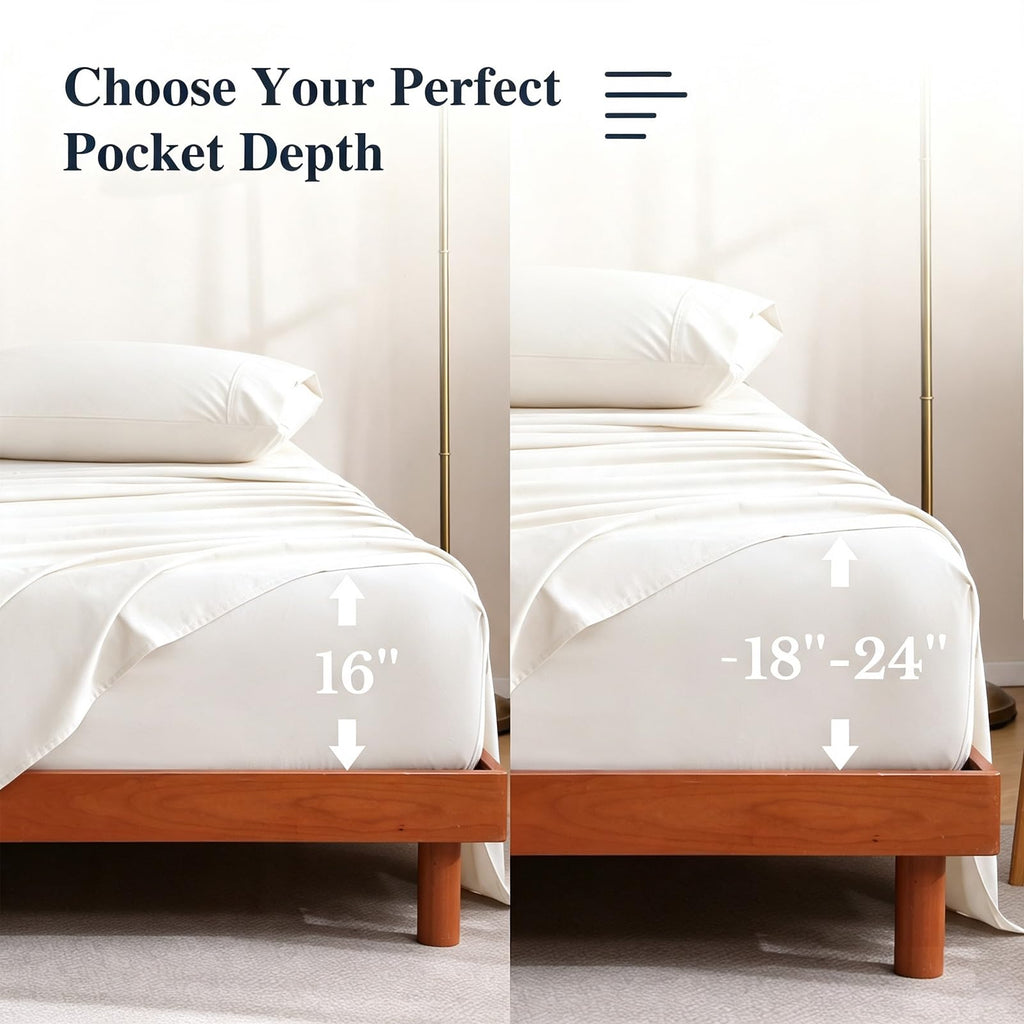 Washed Cotton Sheets, Linen-Like Texture, 16" Deep Pocket