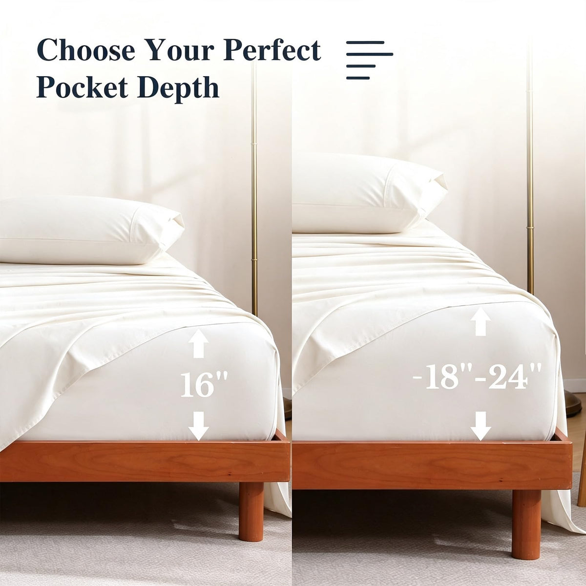 Washed Cotton Sheets, Linen-Like Texture, 16" Deep Pocket