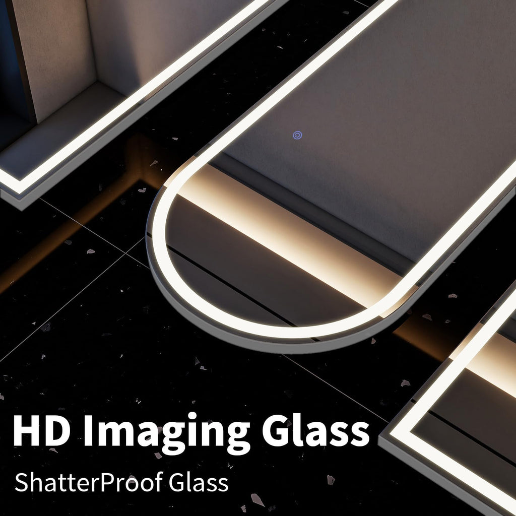 65"x26" LED Arched Mirror Full Length with Dimmable Lights
