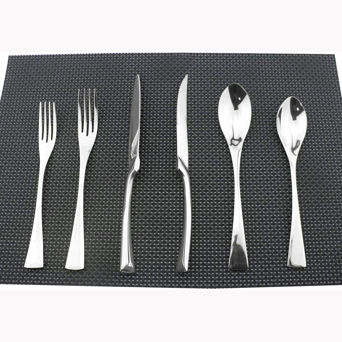 Flatware Set 18/10 Stainless Steel Mirror Polished Silver Cutlery - Silverware Utensil Set of Steak Knife Dinner Fork