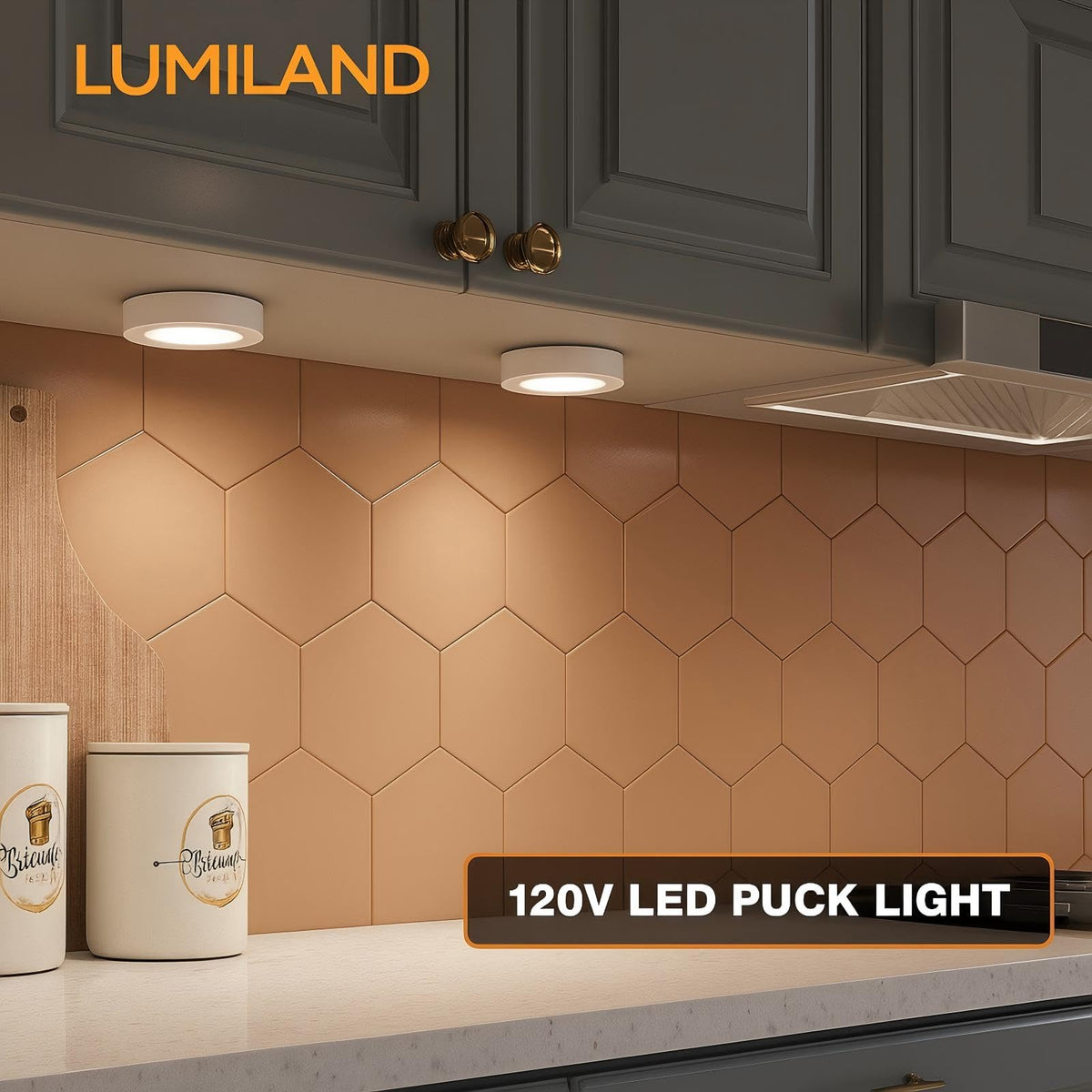 Wired LED Puck Lights (2.7Wx3) Plug-in Lighting Natural White (4000K), LED Cabinet Light Can Be Surface Mount or