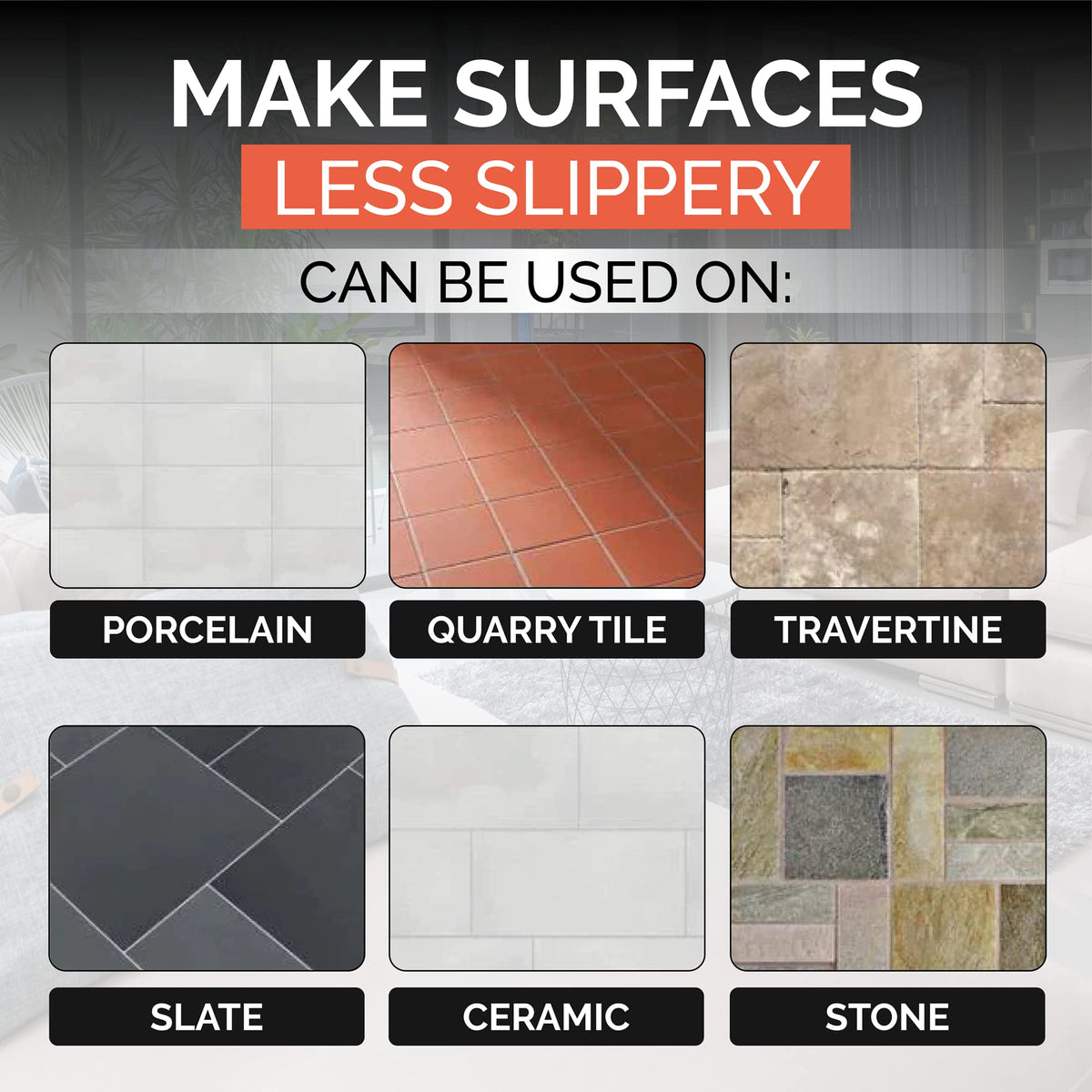 Grip Industrial (Gallon) Non-Slip Floor Treatment for Tile and Stone to Prevent Slippery Floors. Indoor/Outdoor