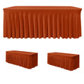 2 Pack Rust Spandex Table Skirts 6ft Fall Tablecloths Ruffle