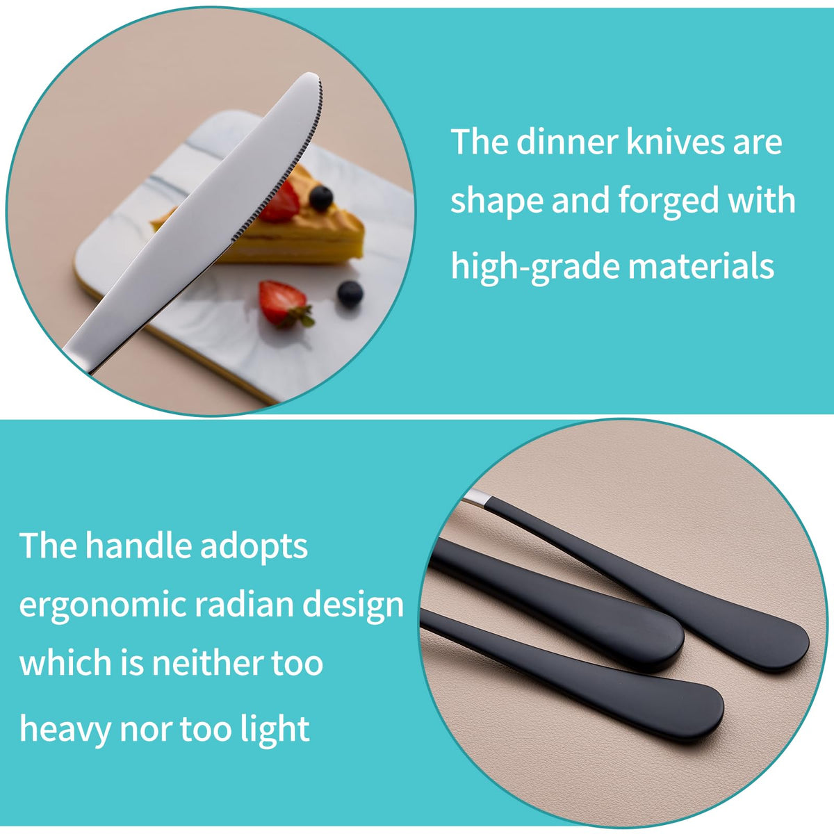 20-Piece Black Silverware Set for 4, 18/0 Stainless Steel Flatware Cutlery Utensils Set, Include Dinner Knives,Dinner